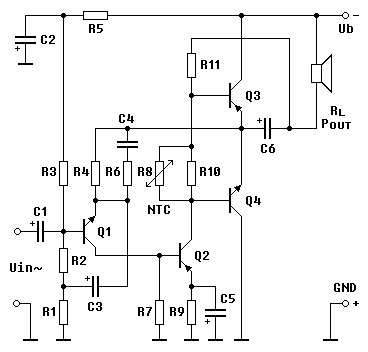 Output-Transformerless Complementary Push-Pull Amplifier